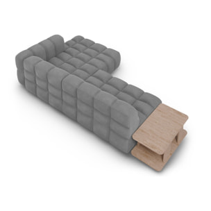Canapé d'angle droit modulable "Sky" 4 places en velours gris clair