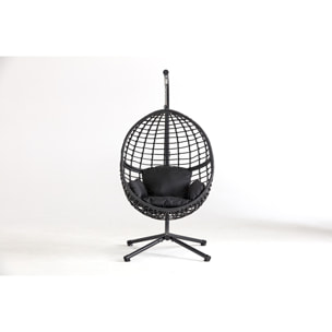 Fauteuil suspendu en résine tressée noir VALENZA