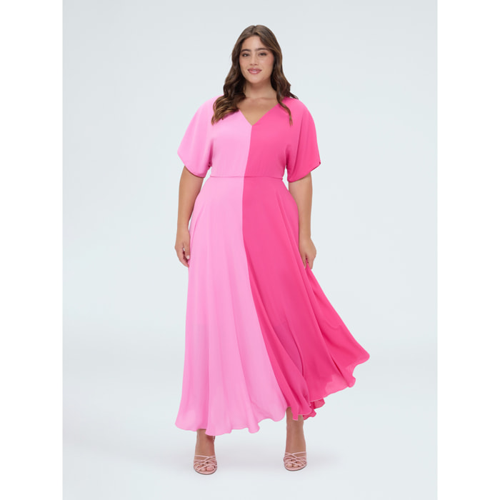 Fiorella Rubino - Vestito lungo color block - Rosa