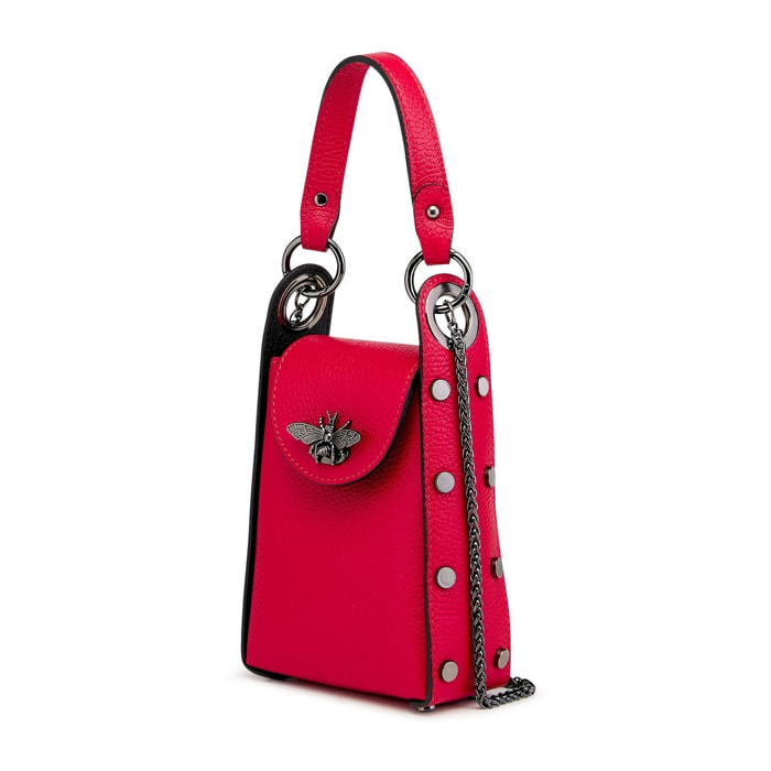 Borse Donna colore Rosso-in pelle Made in Italy 14x20x7cm