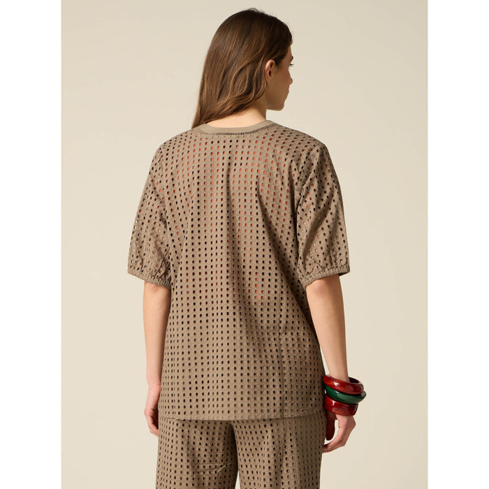 Oltre - Camicia in cotone traforato - Verde militare