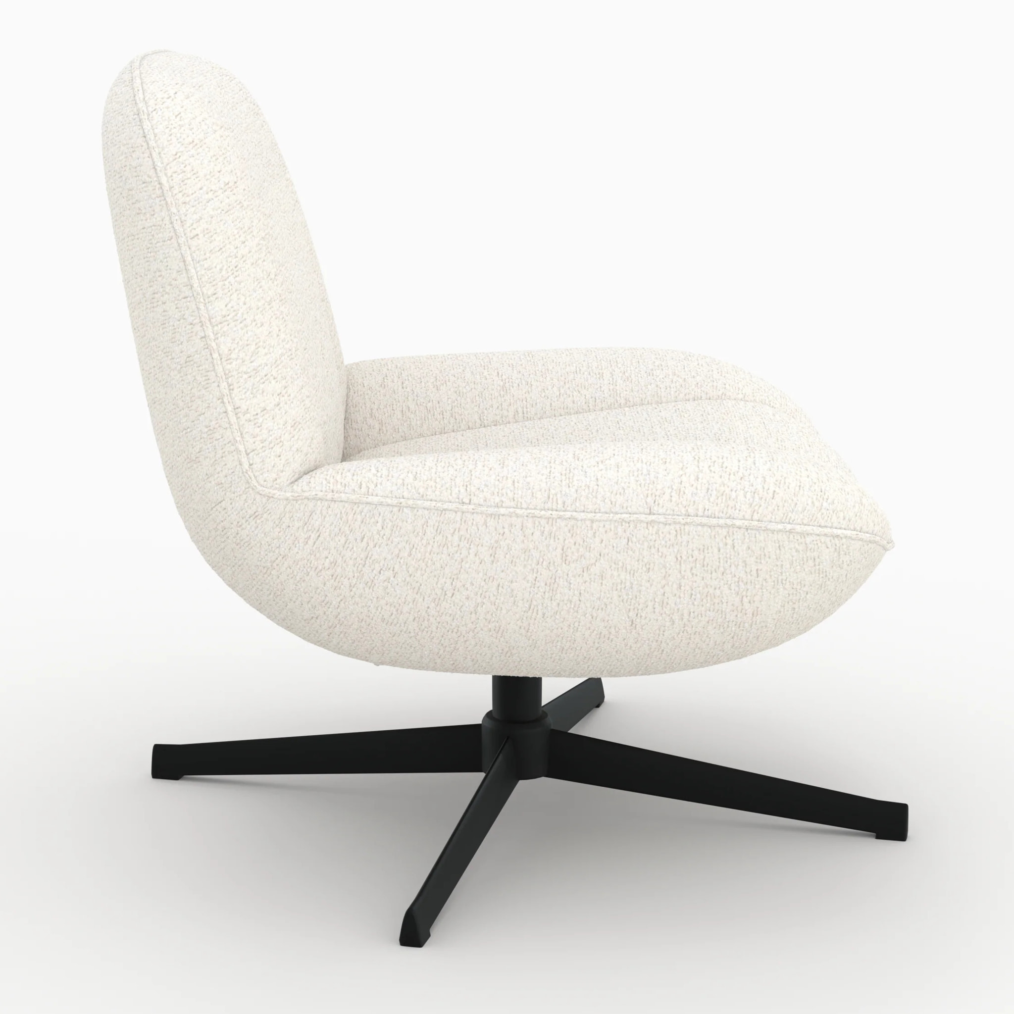 Fauteuil pivotant en tissu bouclé blanc cassé - Elvis