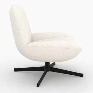 Fauteuil pivotant en tissu bouclé blanc cassé - Elvis