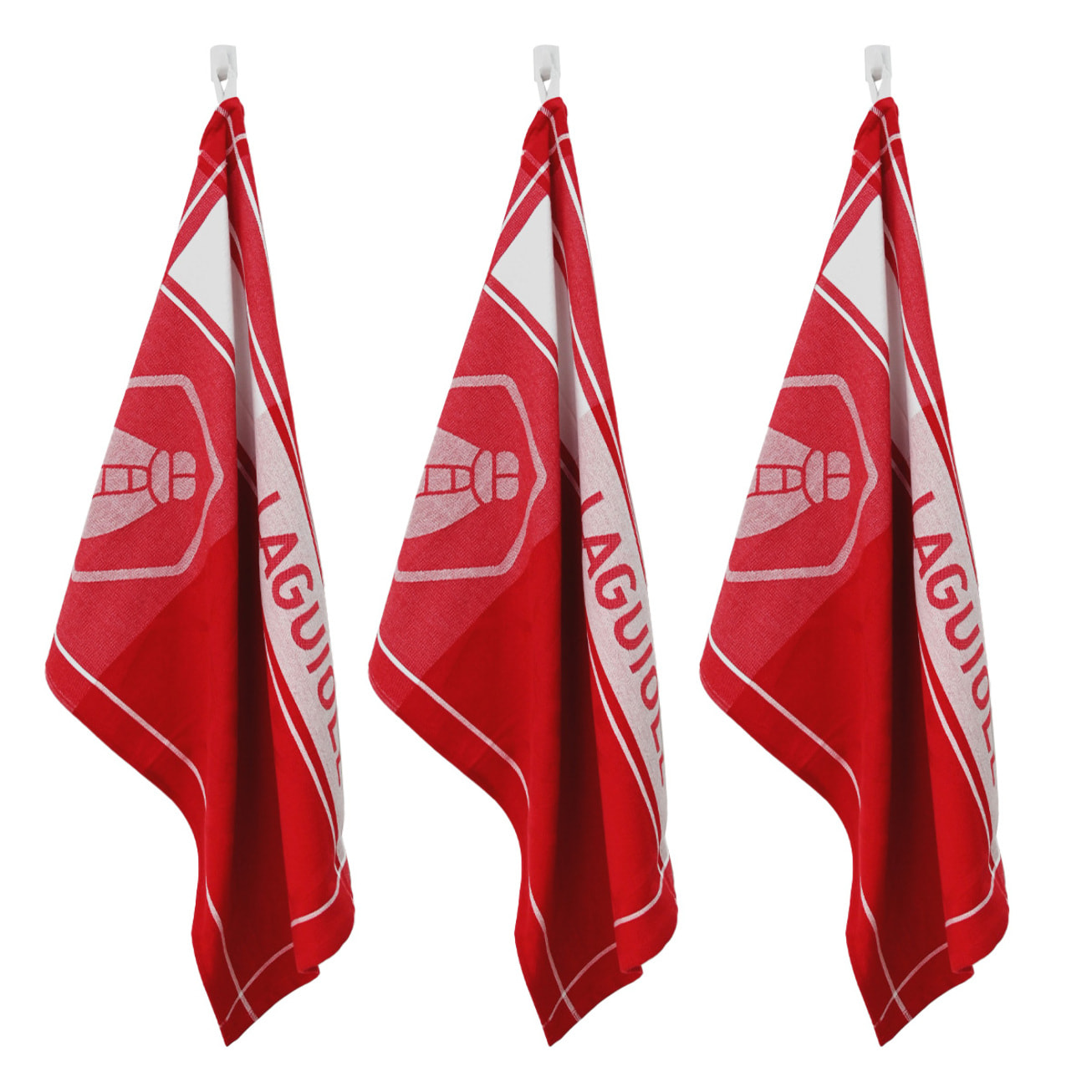 Lot de 3 torchons jacquard 50x70cm rouge -  "Miel"