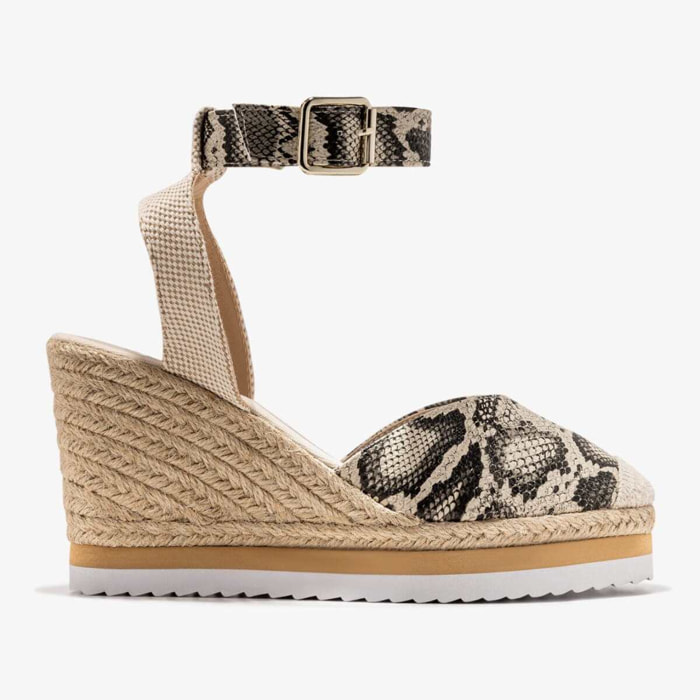 Snake Buckle Wedge Espadrille