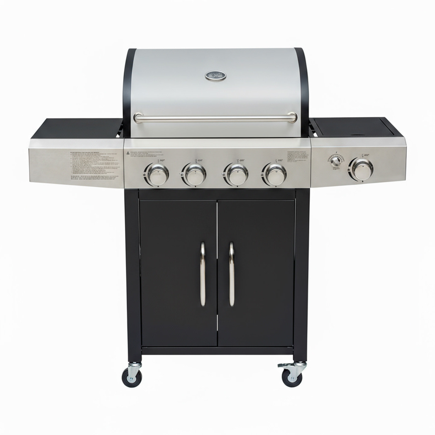 Barbecue a Gas Professionale XXL Da 16 kW con 5 Bruciatori in Acciaio Inox Fuoco Laterale Termometro Griglia Di Cottura 67x42 Cm 137×50×120 Cm Nero
