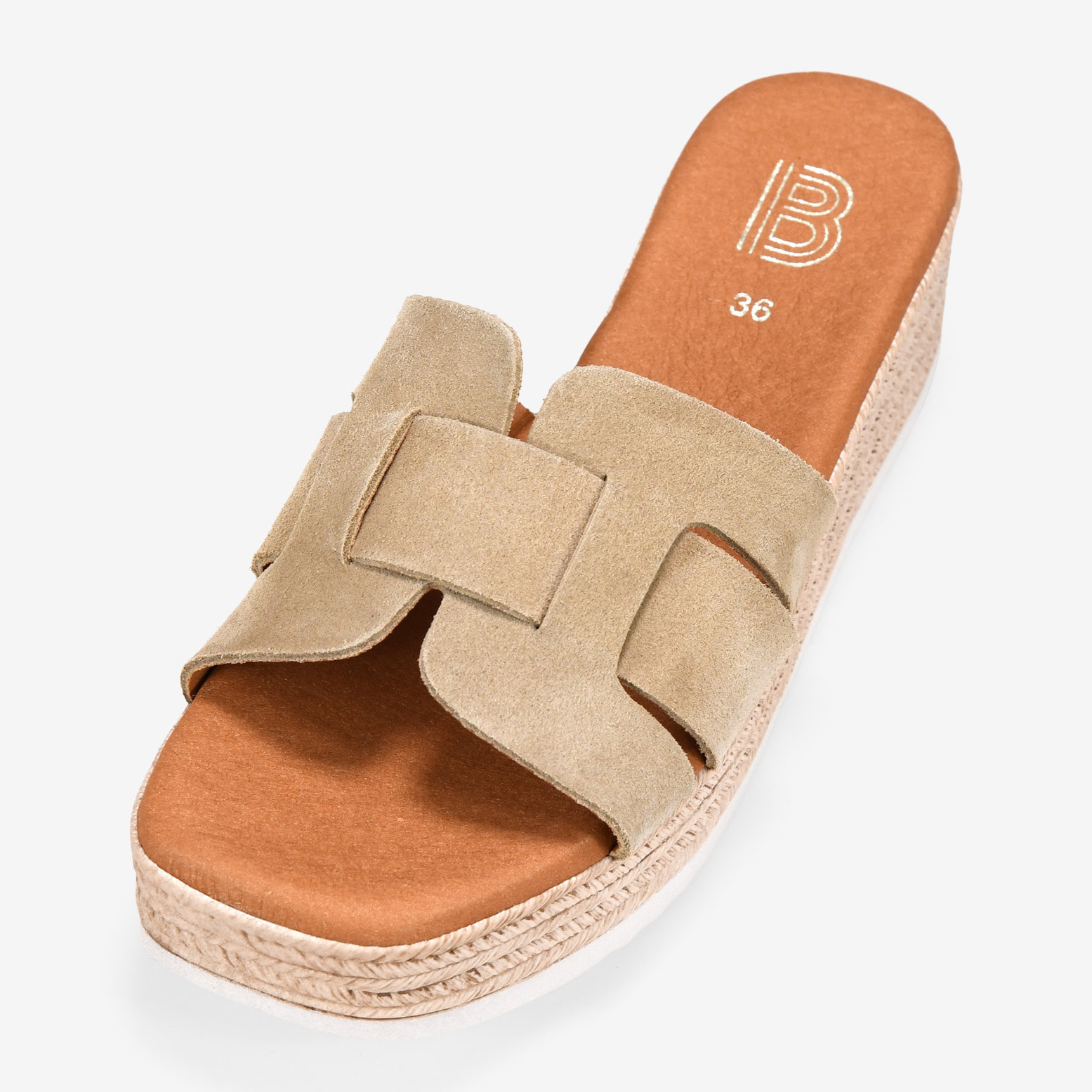 Sandalias destalonadas arena en piel