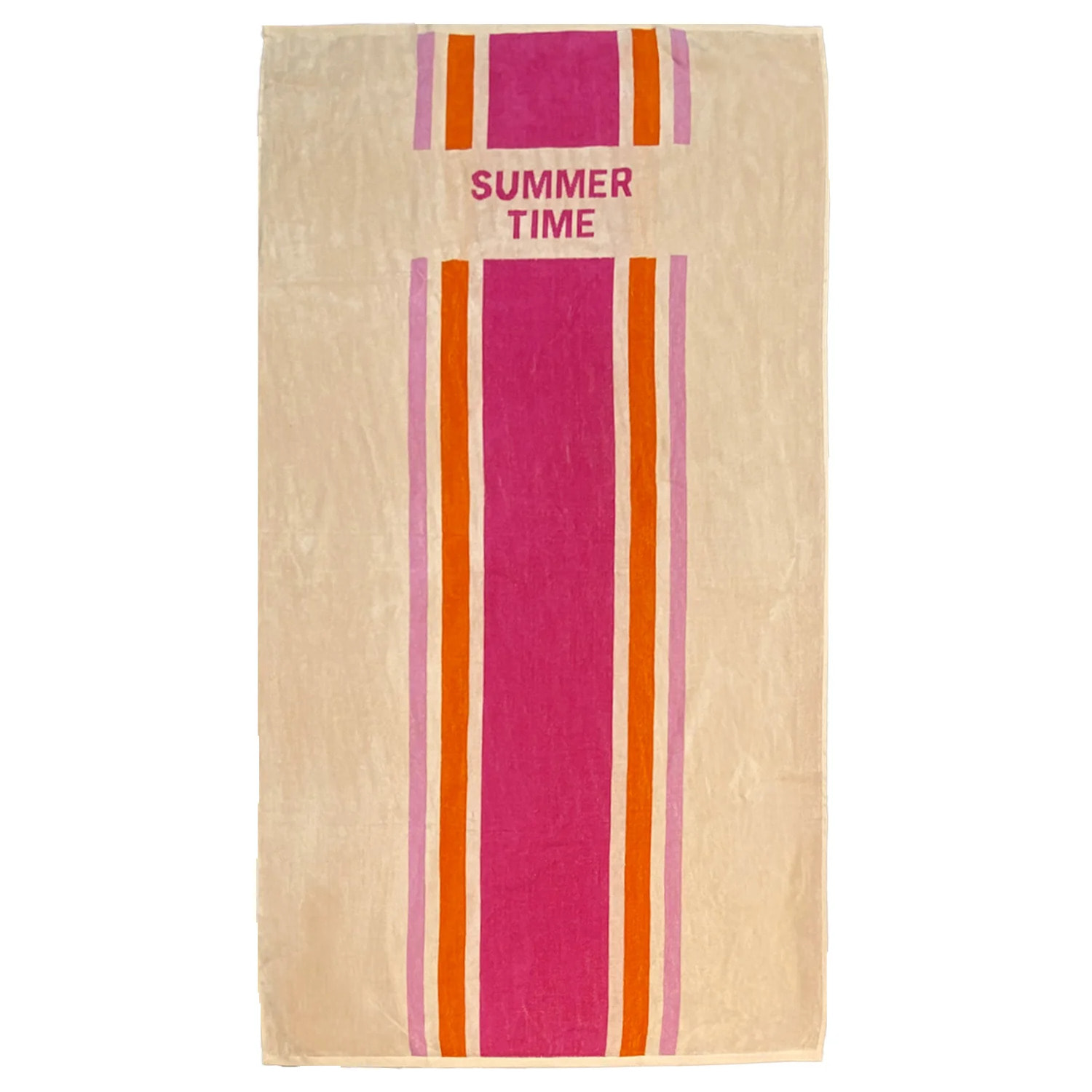 Serviette de plage éponge velours Jacquard Rose 90x170 400g/m² - Summertime