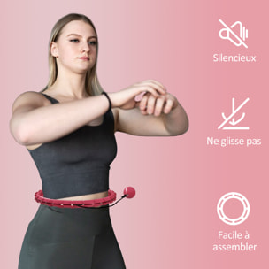 Hula Hoop fitness réglable dia. 45-106 cm - picots massage intégrés, segments amovibles - mauve