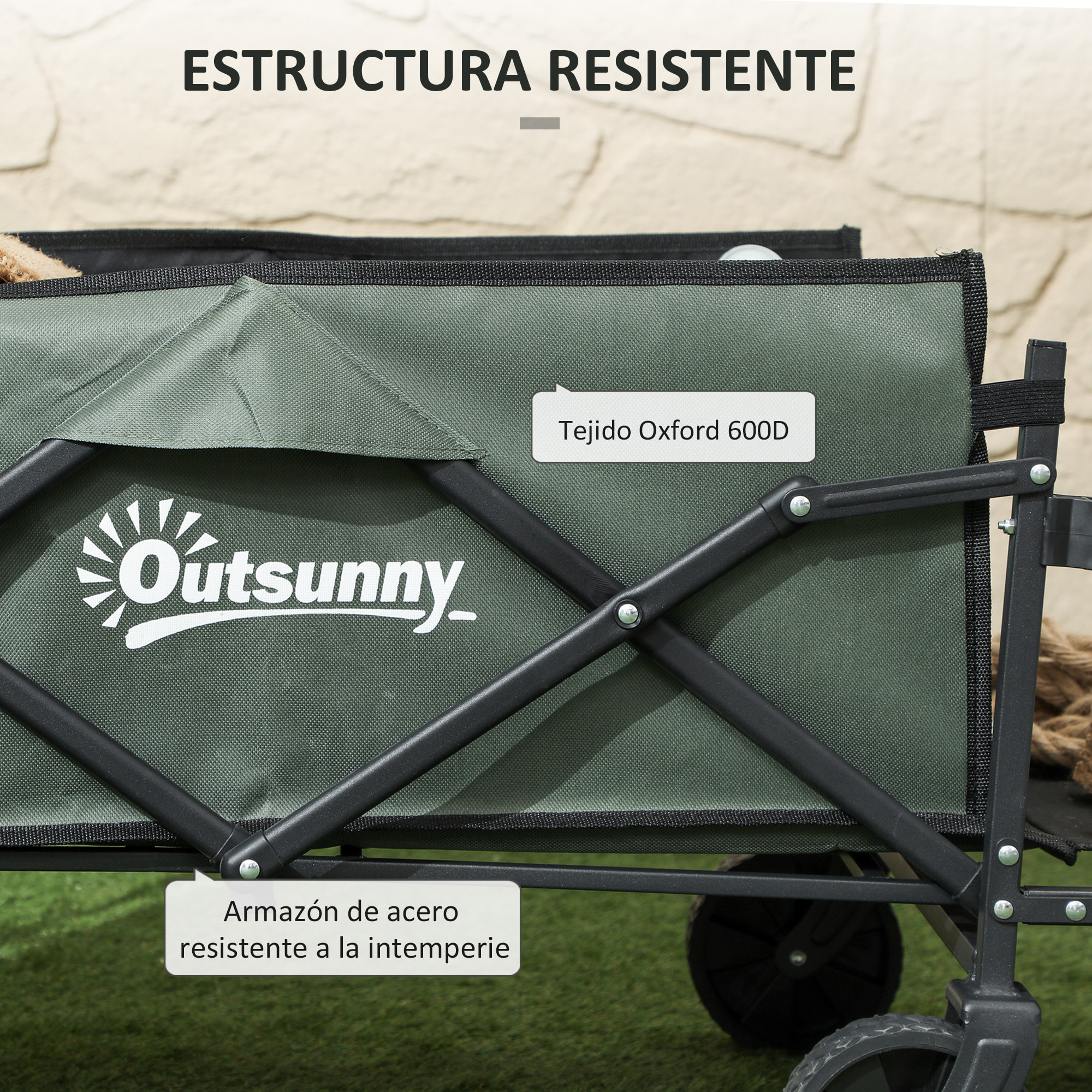 Carro Playa con Ruedas Carro de Jardín Plegable con Mango Telescópico Ajustable Puerta Trasera Expandible Carga 90 kg Carrito Transporte para Todo Terreno Jardín Campaña Compra Verde