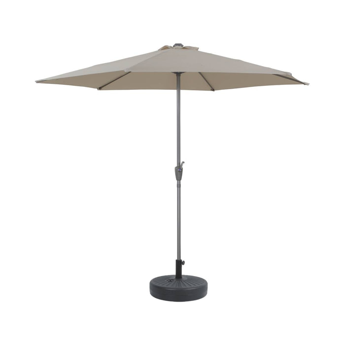 Parasol jardin droit Alu "Sol" - Rond - Ø 3m - Ecru - Avec pied à lester