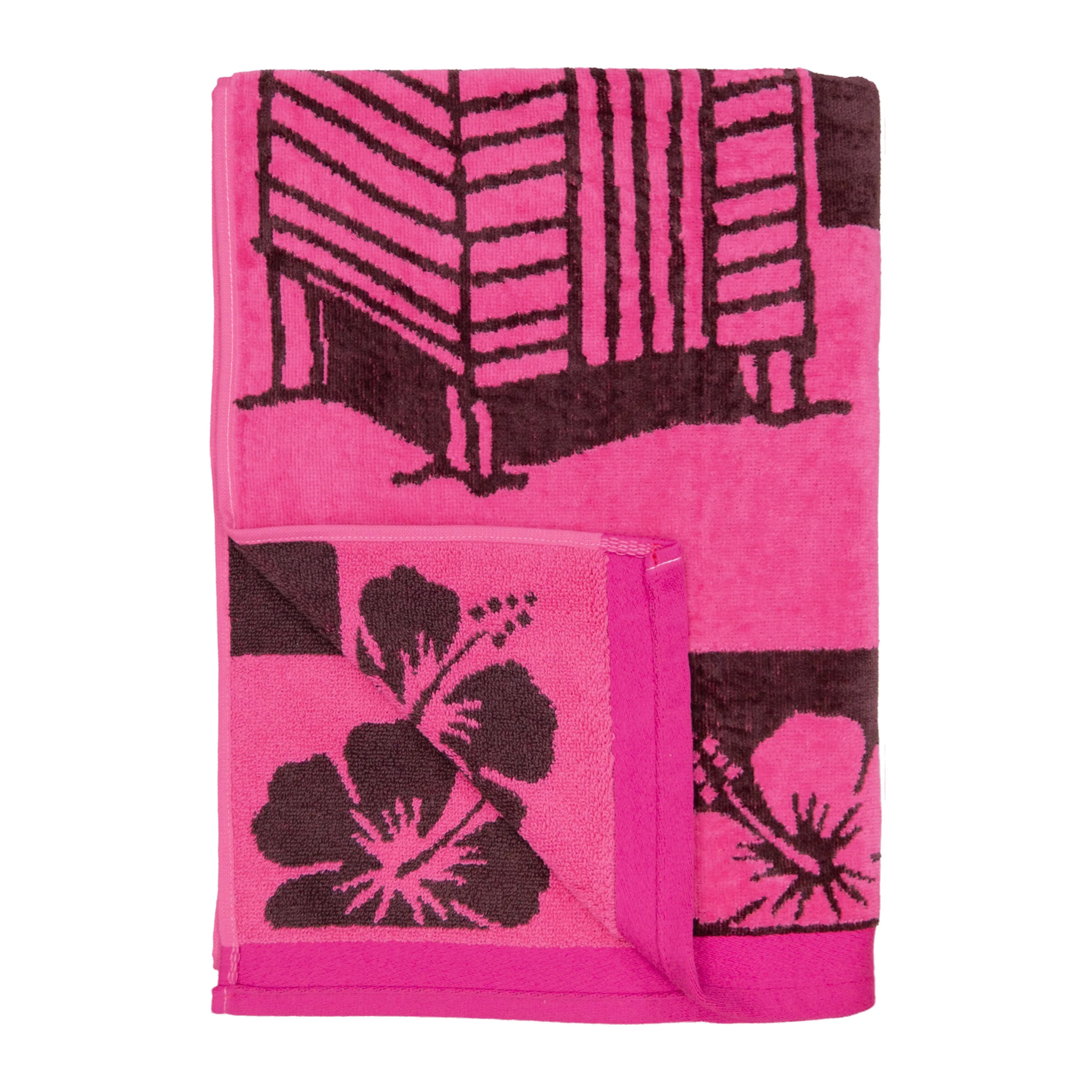 Serviette de plage éponge velours Jacquard - Sissi - 90x170cm - 400g/m²