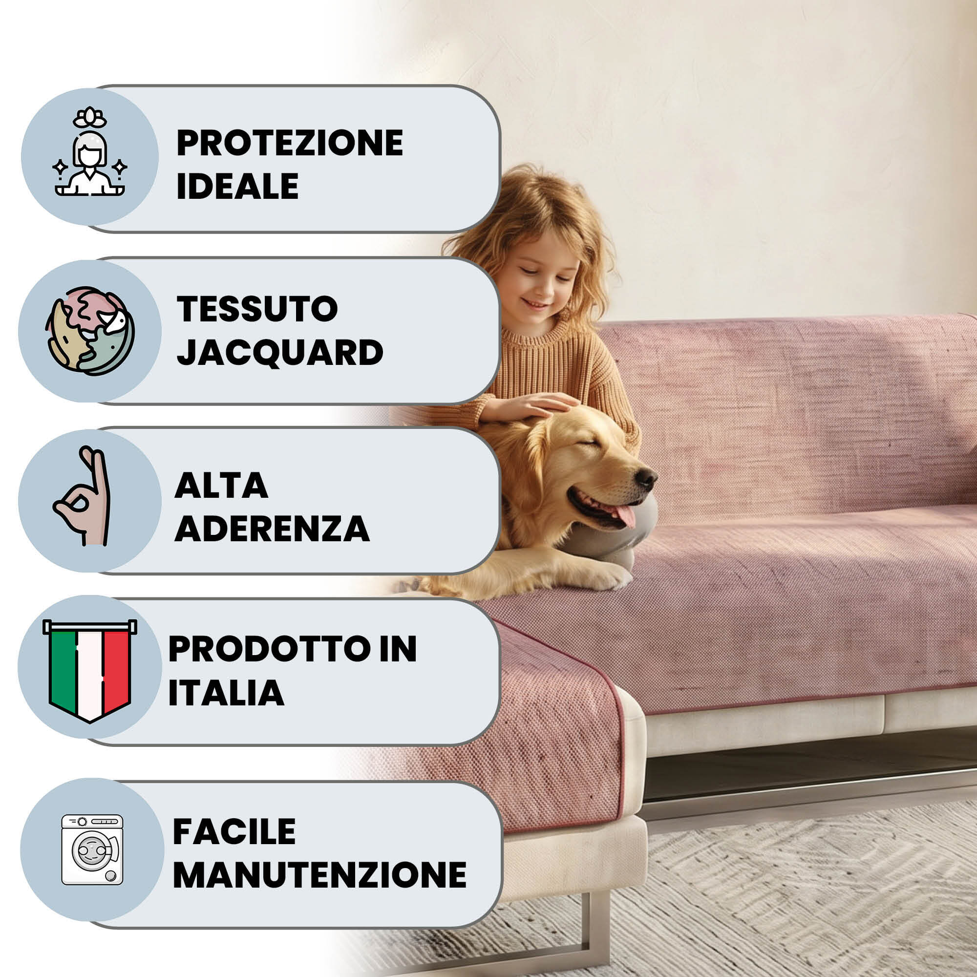 COPRIDIVANO PENISOLA SINISTRA COMFORT, Antiscivolo, Cotone+Microfibra+Fibre Varie, Made in Italy - BORDEAUX