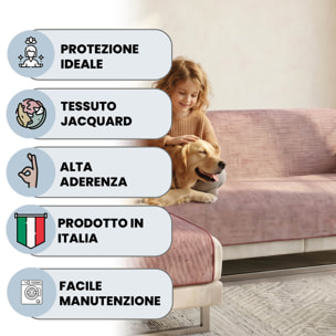 COPRIDIVANO PENISOLA SINISTRA COMFORT, Antiscivolo, Cotone+Microfibra+Fibre Varie, Made in Italy - BORDEAUX