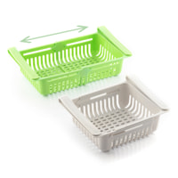 Pacco di 2 Organizer per Frigorifero Regolabile Friwer - Bianco - 20-28x16,5x7 Cm