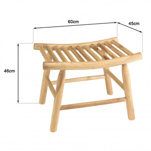 WILL - Tabouret en branches de teck naturel assise ajourée