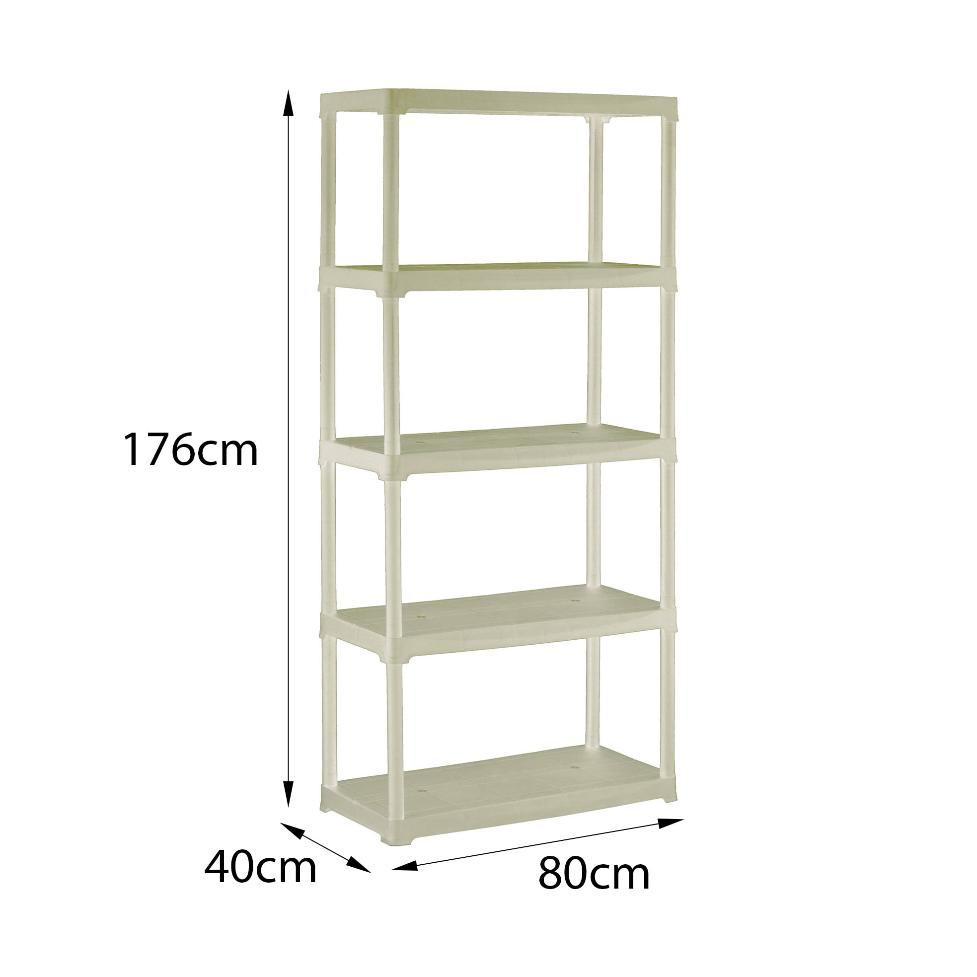 Scaffale a 3 ripiani in polipropilene, Scaffalatura multiuso per interno o esterno, 100% Made in Italy, cm 80x40h176, colore Grigio chiaro