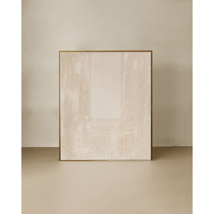 Tableau beige-marron décoratif sur coton avec cadre en bois peint à la main à la peinture à l'huile en différentes tailles