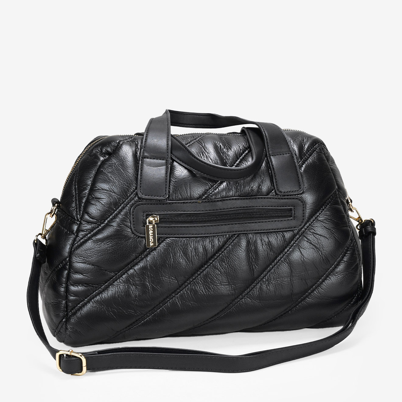 Bolso bowling negro con cosido acolchado