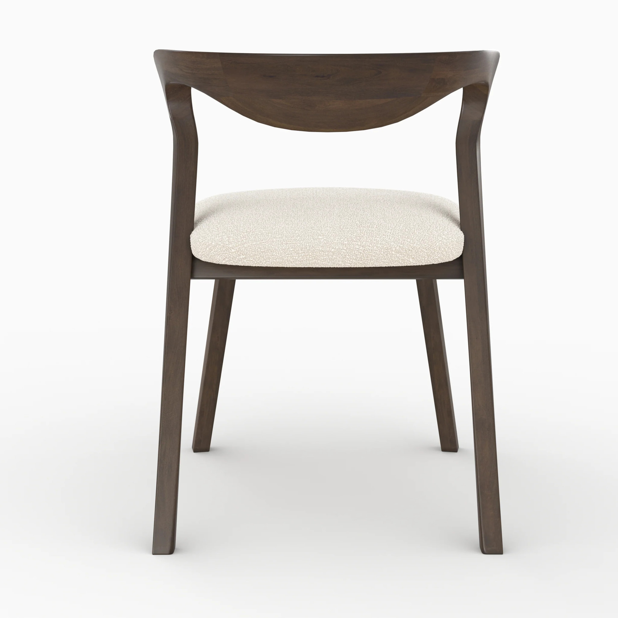 Chaise en bois d'hévéa foncé et tissu bouclé crème - Vega
