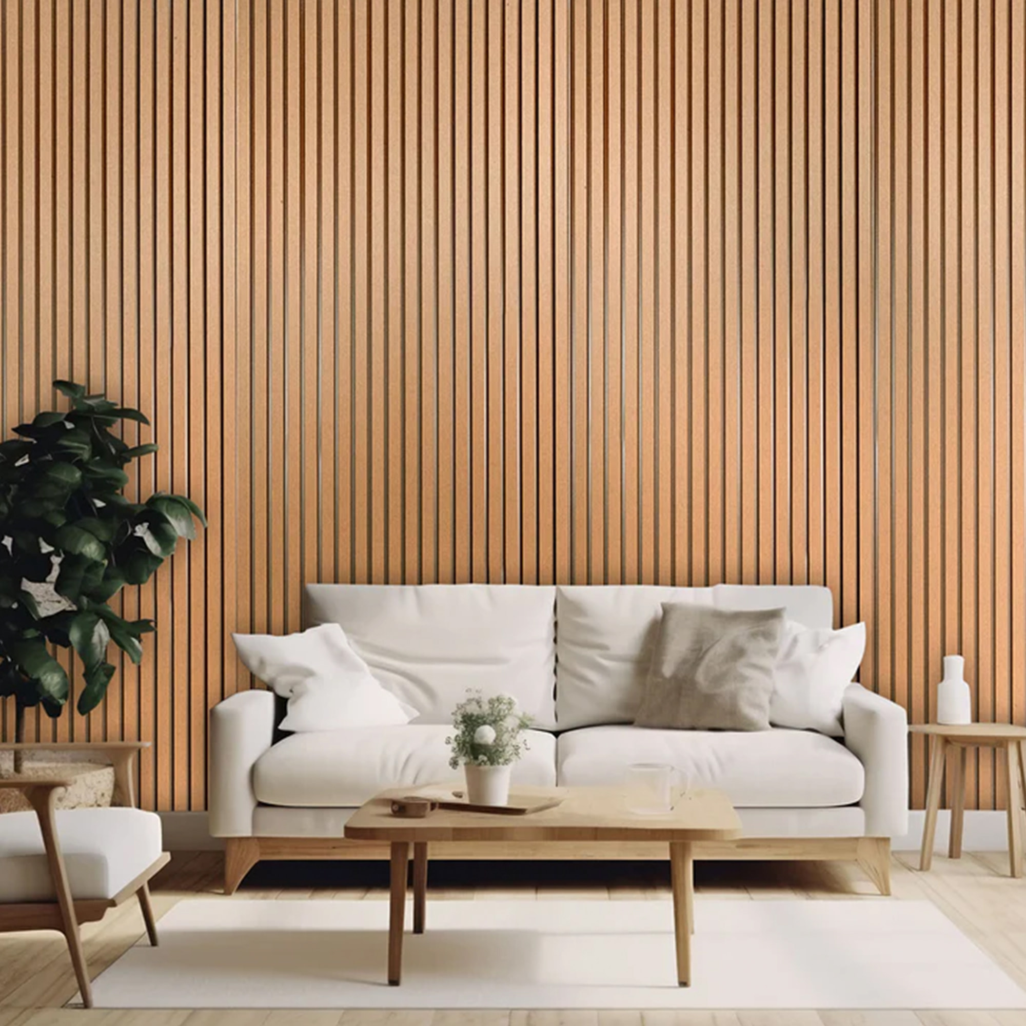 Chopin - Set 6 Pannelli Fonoassorbenti Decorativi 235x18 cm per Interno ed Esterno in WPC Oak