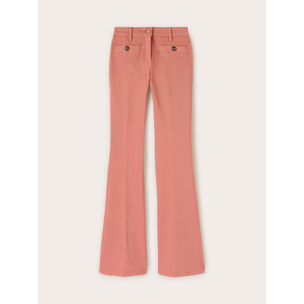 Motivi - Pantalones acampanados de sarga de algodón - Rosa cipria