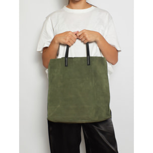 Borsa a mano da donna Made in Italy - Modello Novara Lux - Pelle Scamosciata - 34.5 x 32.0 x 17.0 cm