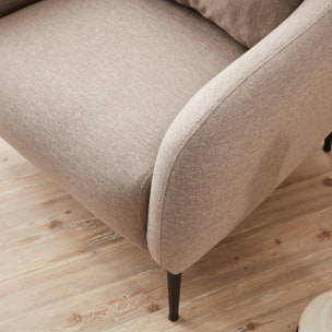 Fauteuil beige avec coussin en lin ELOI