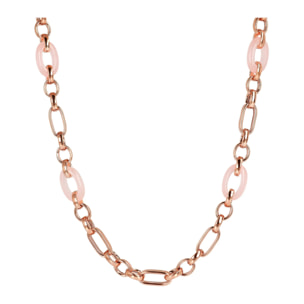 Collana Lunga Catena Figaro con Maglie Ovali in Onice Nero