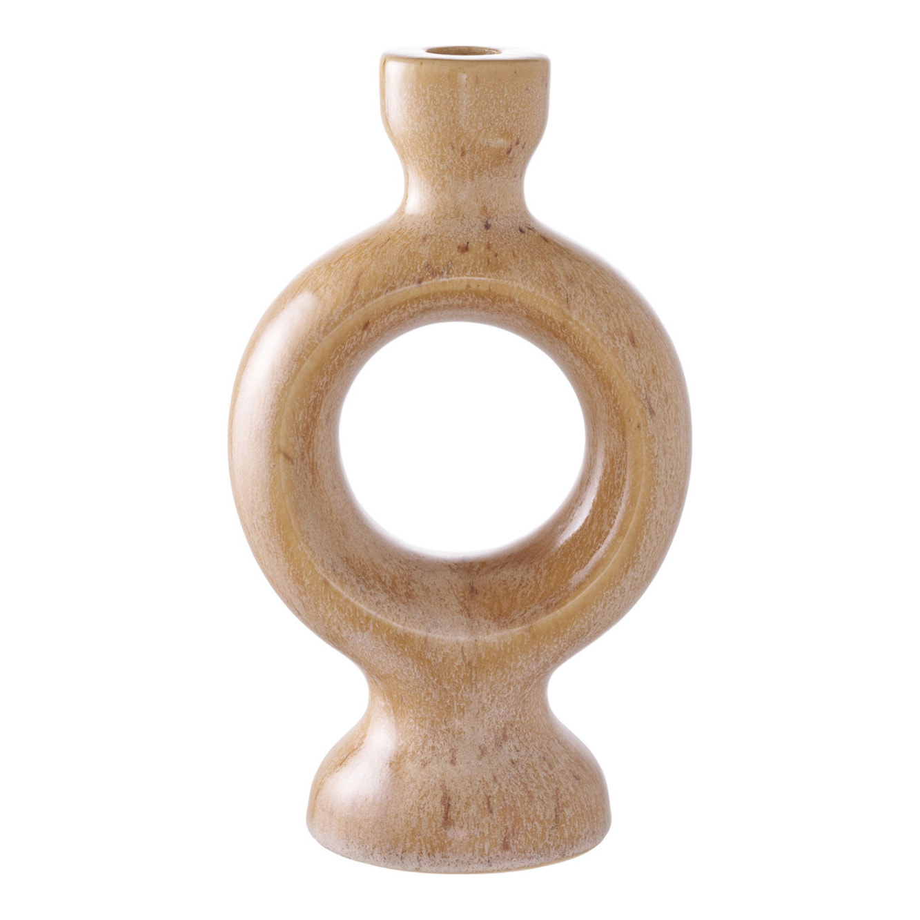 Portacandela in ceramica marrone 13x8x23 cm