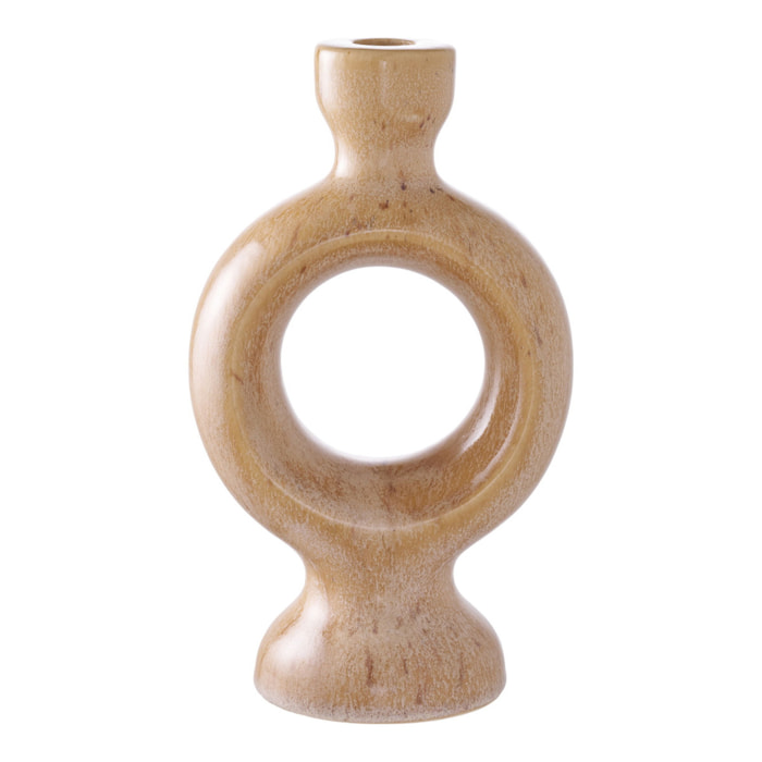 Portacandela in ceramica marrone 13x8x23 cm