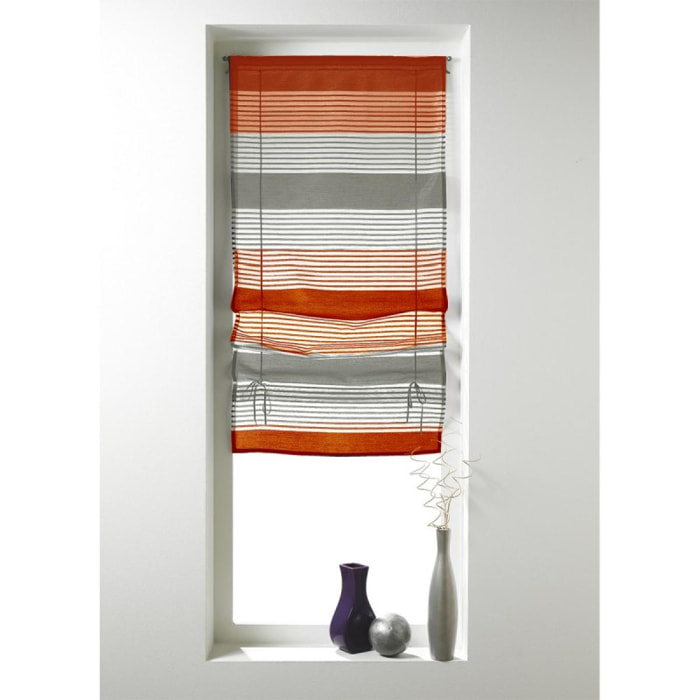 Store bateau en organza à rayures horizontales - Orange