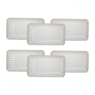 Lot de 6 petites assiettes rectangulaires, Coquillage