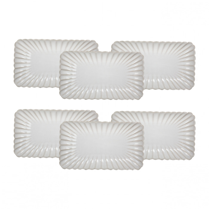 Lot de 6 petites assiettes rectangulaires, Coquillage