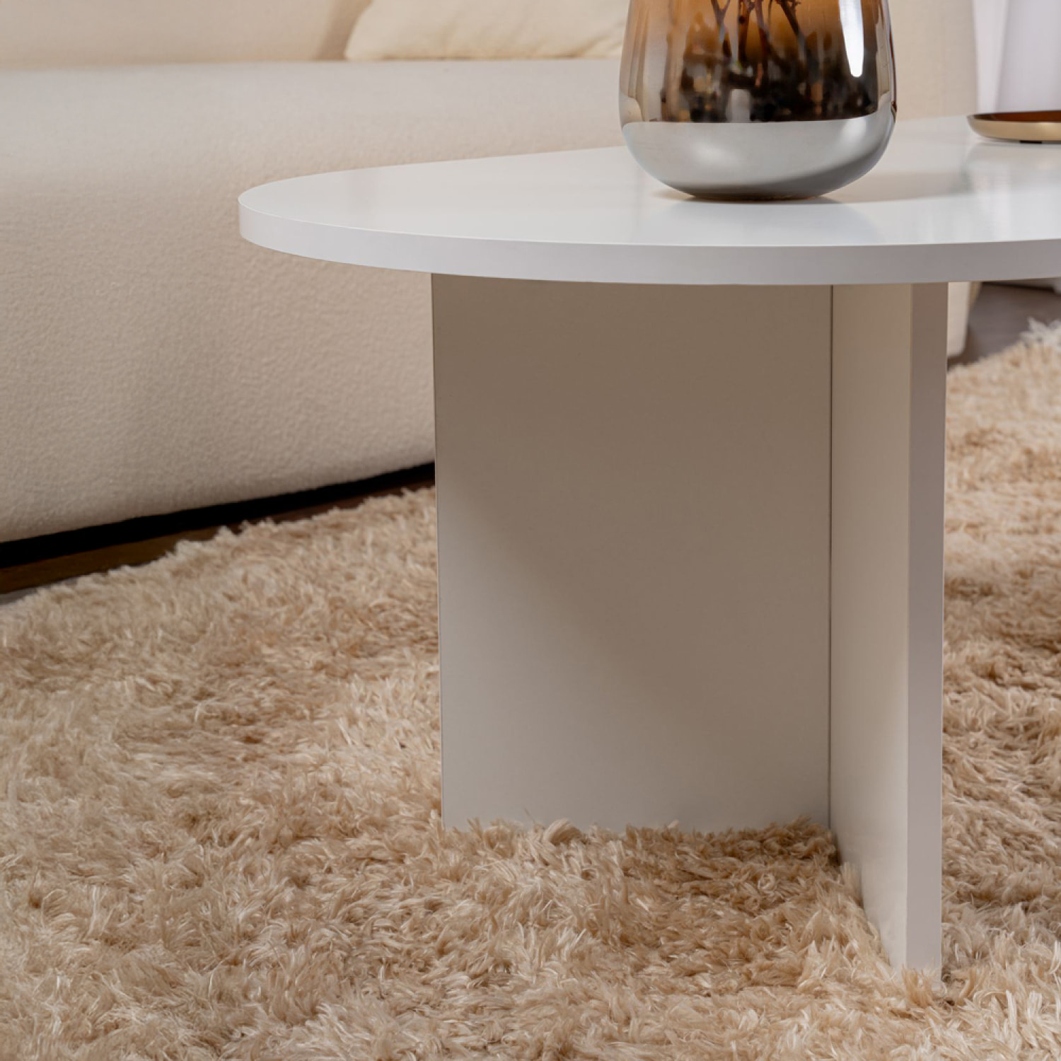 Table basse ovale effet travertin 119x60cm VENUS