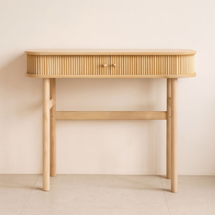 Console en bois clair avec portes coulissantes HECTOR