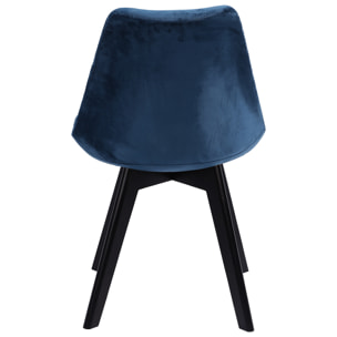 Lot de 4 chaises en velours NORA bleues avec coussin