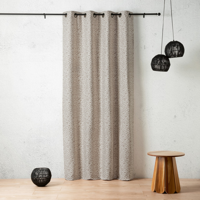 Rideau jacquard abstrait texturé à oeillets - Taupe