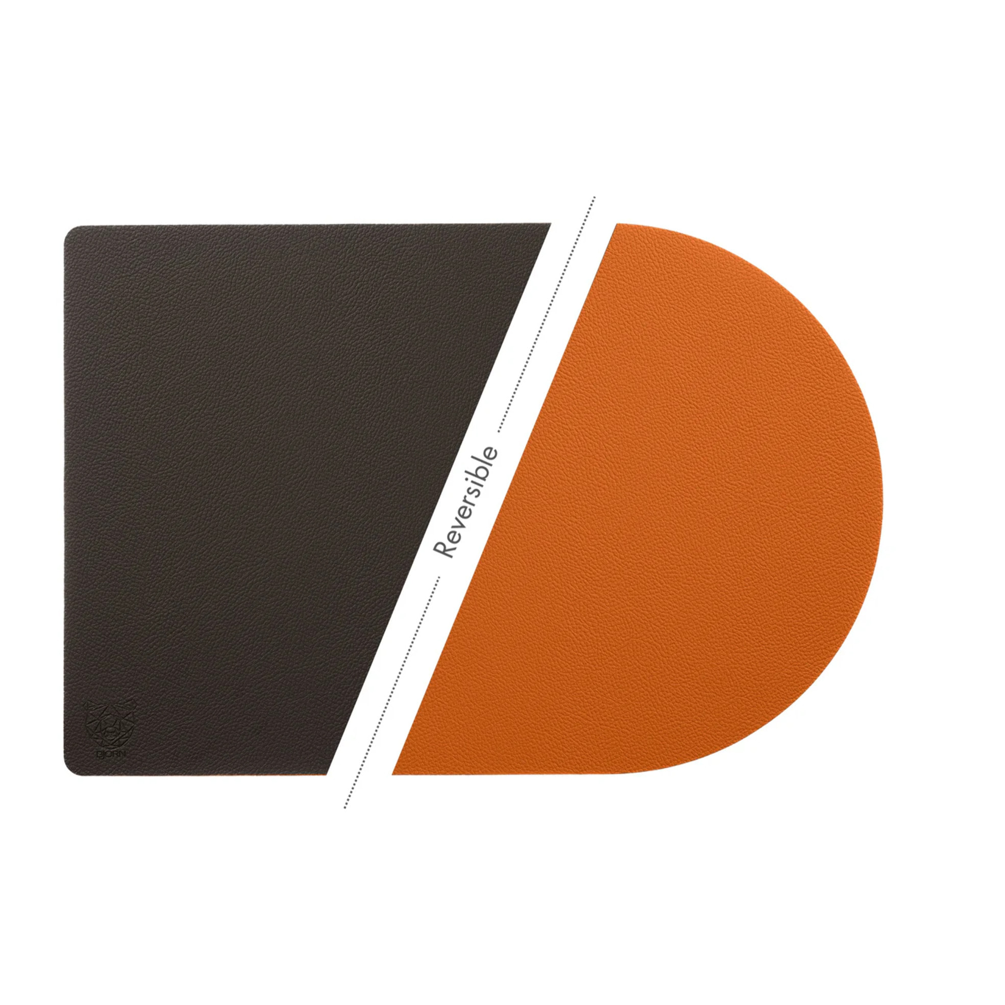 Set de table rectangovale réversible - 6 pièces - Cuir recyclé orange et chocolat