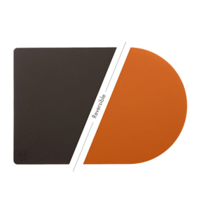 Set de table rectangovale réversible - 6 pièces - Cuir recyclé orange et chocolat