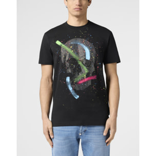 PHILIPP PLEIN Round Neck T-Shirt Paint Splash Skull