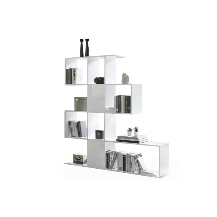 Bibliothèque ouverte séparateur design blanc laqué brillant L139 cm COMO