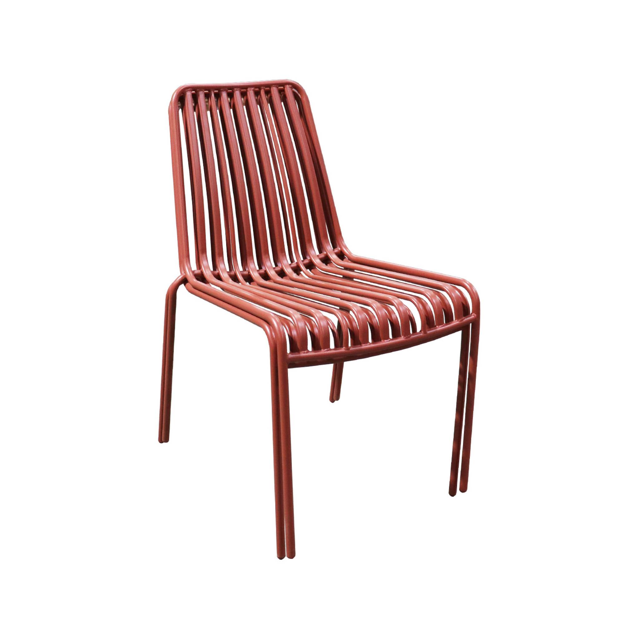 Lot de 2 chaises de jardin FLORIDA terracotta empilable en acier. L 59 x P 47.5 x H 78 cm