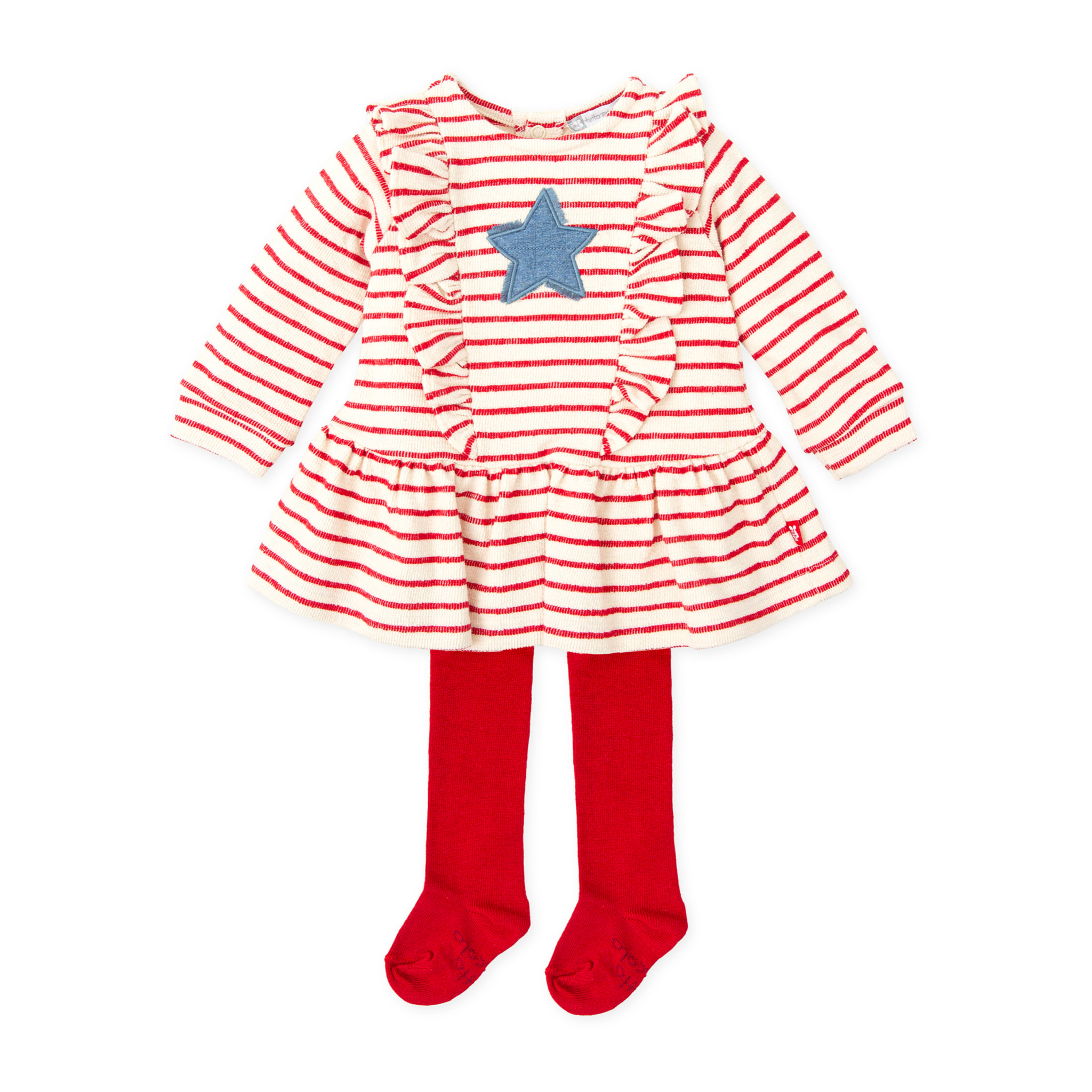 Vestido con leotardos . - Rojo