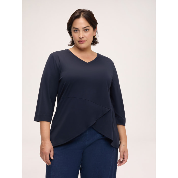 Fiorella Rubino - Camiseta de punto con detalle cruzado - Azul