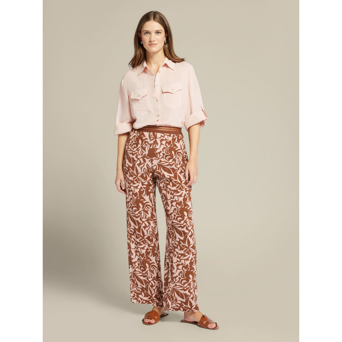 Elena Mirò - Pantalones estampados de viscosa ECOVERO™ - Marrón