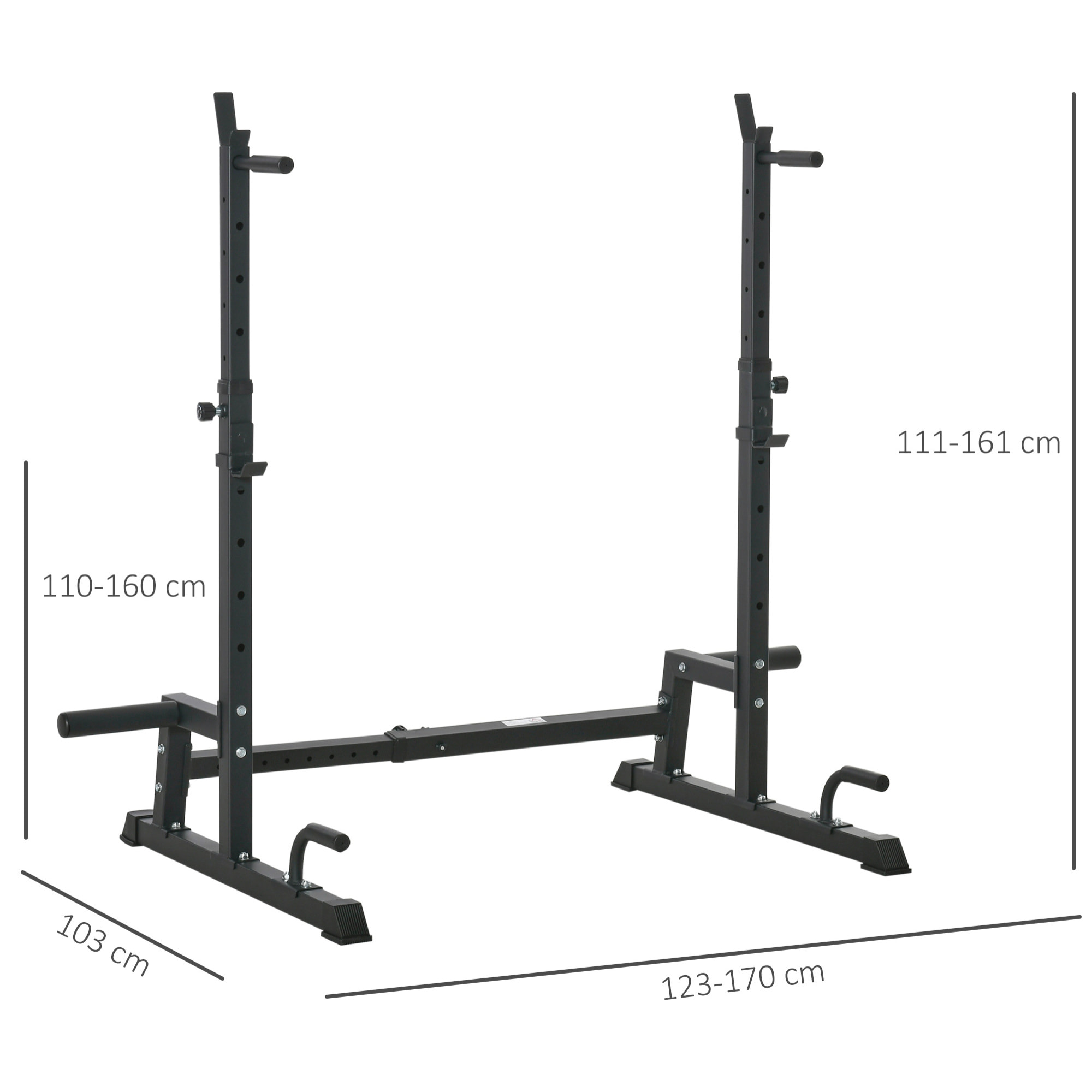 Soporte Ajustable para Barras de Pesas Flexiones de Acero 123-170x103x111-161 cm