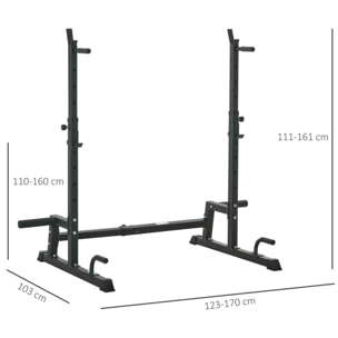 Soporte Ajustable para Barras de Pesas Flexiones de Acero 123-170x103x111-161 cm