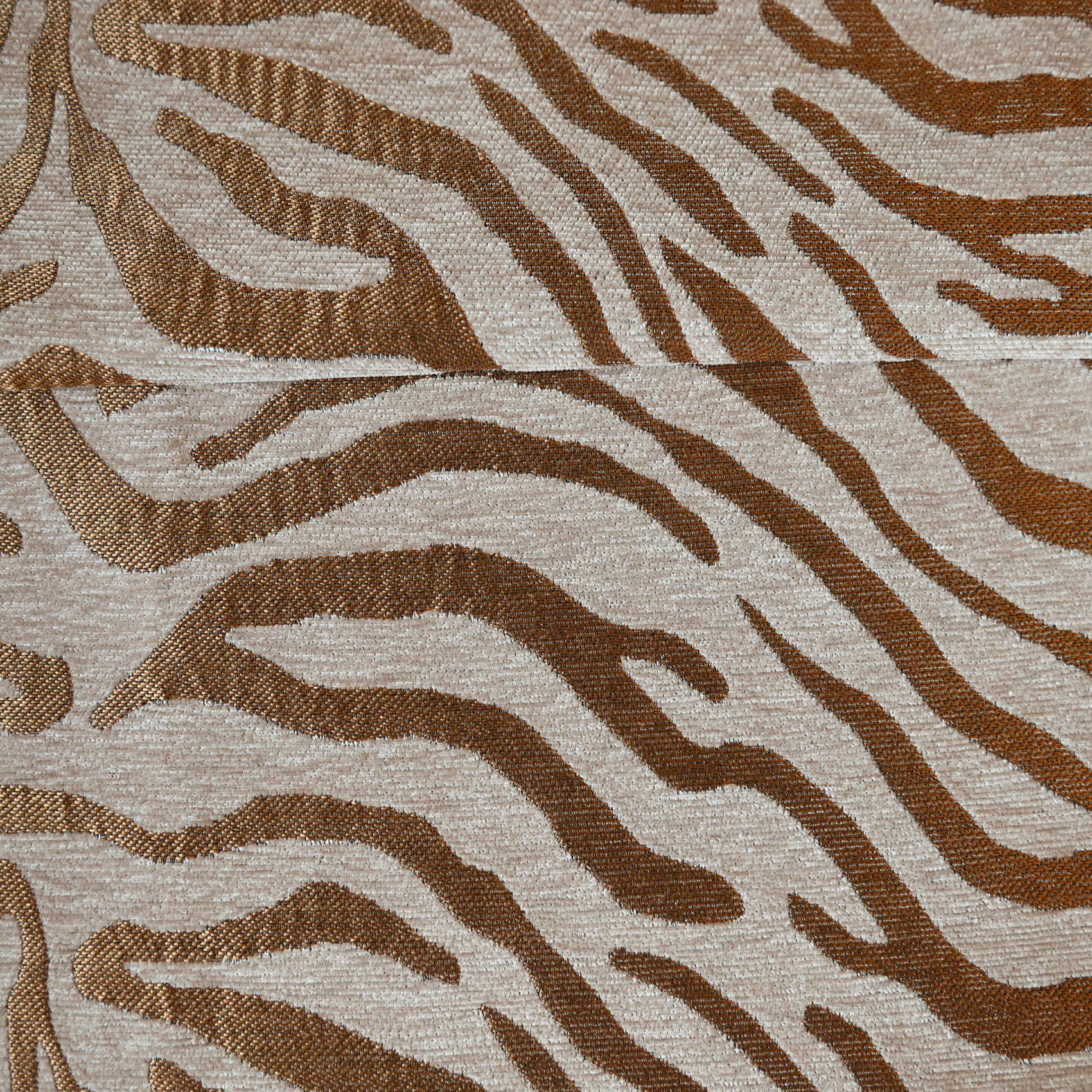 Tissu jacquard chenille motif zèbre - Jaune Ocre