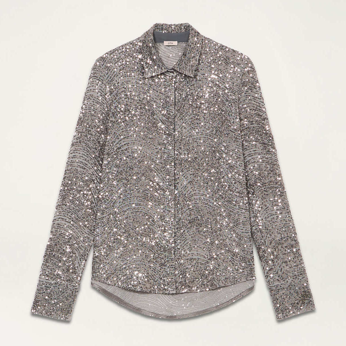 Oltre - Camicia in tulle con paillettes - Grigio